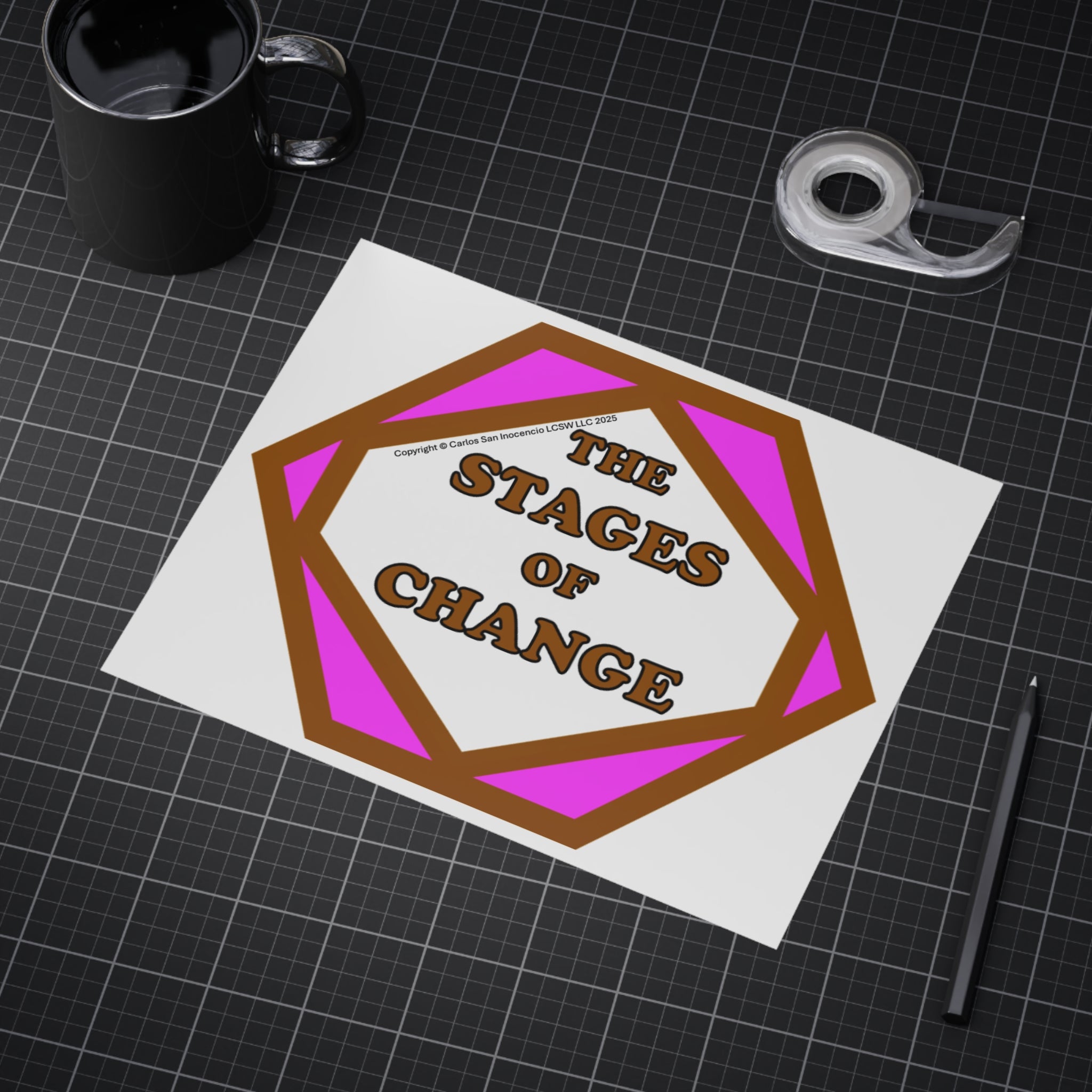 Vibrant Unframed Print – “CENTER The Stages of Change” (Stages of Change Series by DiClemente)